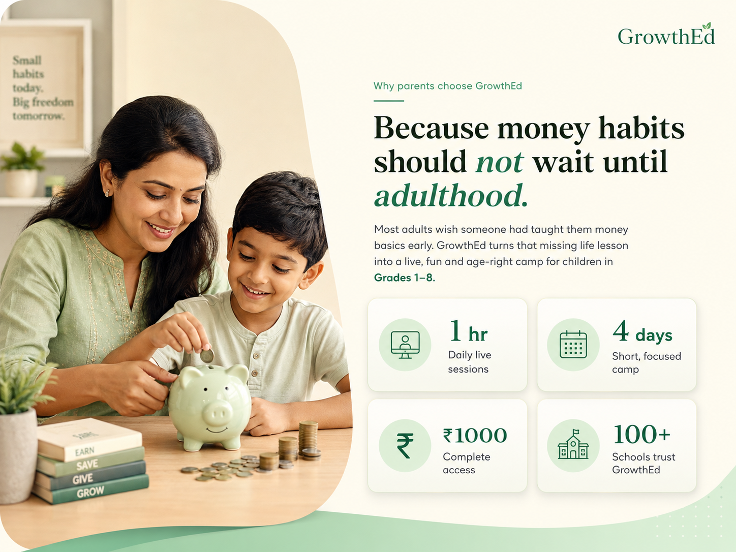 Parent and child learning money skills